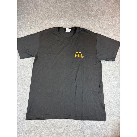 Vintage 90s McDonalds Employee Uniform Company Work Shirt Mens Large Black Retro - Picture 1 of 7